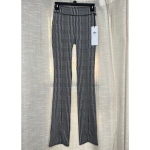 NWT ALO Jacquard High-Waist Glenplaid Flutter Leggings Women's XS Black‎ White